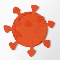 Orange paper craft coronavirus cell mockup