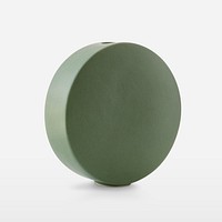 Green ceramic circle vase on off white background