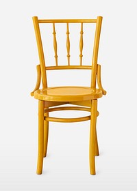 Vintage yellow wooden chair on off white background