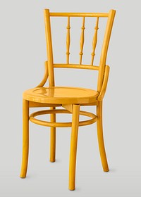 Vintage yellow wooden chair on gray background