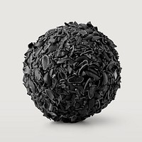 Black wooden ball with wooden chips