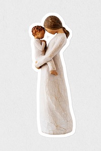 Ornamental tender mother holding her son resin figurine 