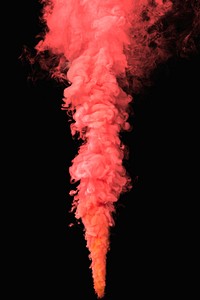 Coral red smoke effect design element on a black background