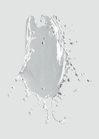 Water splash with drops design element on a gray background
