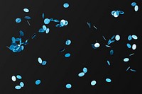 Blue confetti pattern design element on a black background