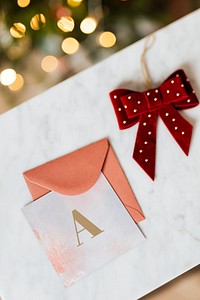 A alphabet on Christmas card template