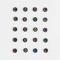 Six times COOL beads text typography on white