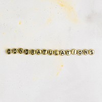 Congratulations beads word typography on white