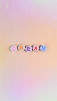 DREAM beads word typography on pastel