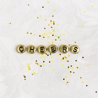 CHEERS beads word typography on white