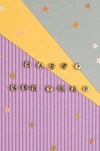 HAPPY NEW YEAR beads text typography