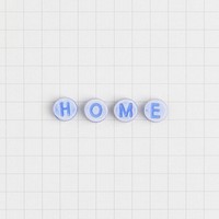 Blue HOME beads text typography