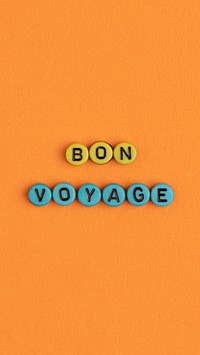 BON VOYAGE beads word typography on orange