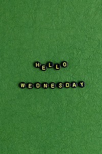 Black HELLO WEDNESDAY beads word typography