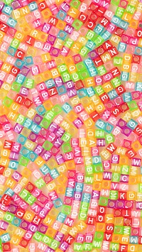 Colorful English letter beads social story background