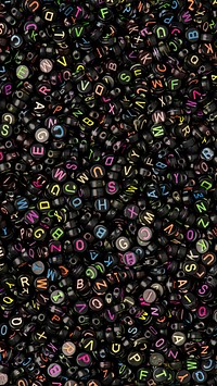 Black English alphabet beads phone wallpaper