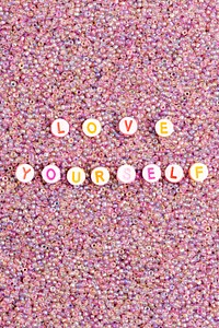 LOVE YOUR SELF beads word typography