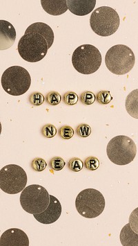 HAPPY NEW YEAR beads word typography