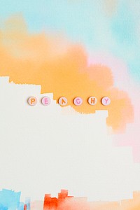 Peachy beads text typography on watercolor background