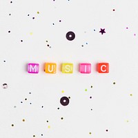 MUSIC beads word typography on white