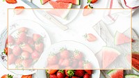 Psd mixed red fruit frame flat lay