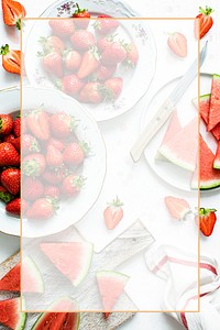 Flat lay psd mixed fruit frame background
