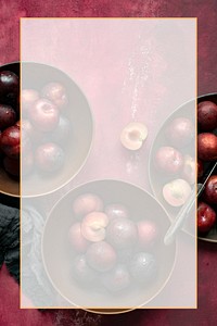 Flat lay psd red plum frame background