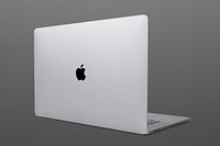 Apple MacBook Pro space grey laptop rear view. SEPTEMBER 14, 2020 - BANGKOK, THAILAND
