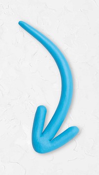 Blue arrow clay texture vector pointing down hand craft graphic for kids
