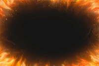 Black flame background, frame realistic fire image vector