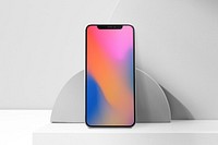 Mobile phone screen mockup, gradient aesthetic wallpaper psd