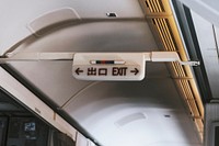 Fire exit sign in a plane