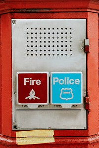 Police and fire call box closeup