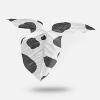 Black and white polka dots pattern on a tropical Alocasia leaf