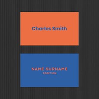 Business card template vector in orange and blue tone flatlay