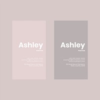 Business card template vector in pink and gray tone flatlay