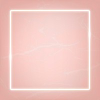 Square white neon frame on a pastel pink marble  background vector
