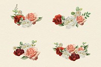 Flower bouquet design elements vector set