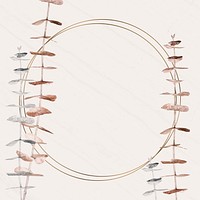 Silver and gold eucalyptus branch with round frame template illustration
