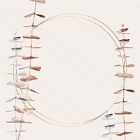 Silver and gold eucalyptus branch with round frame template