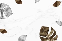 Metallic gold leaves pattern background vector