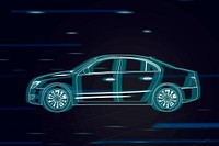 Neon blue sedan car vector