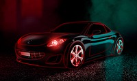 Red neon sports car design