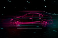 Neon red sedan car vector