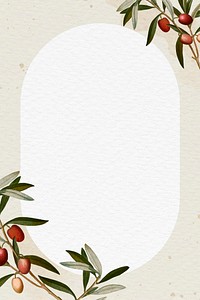 Olive branch frame on a beige background template illustration