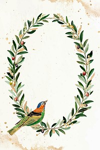 Olive wreath with a red-necked tanager bird vector