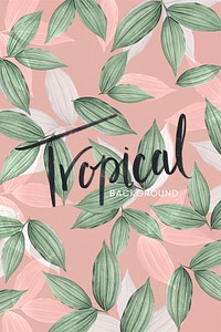 Pink tropical leafy background vector