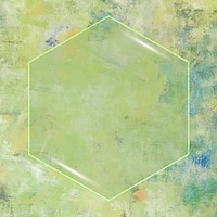 Hexagon frame on green background vector