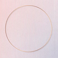 Round gold frame on pink corduroy textured background vector