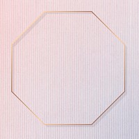 Octagon gold frame on pink corduroy textured background vector
